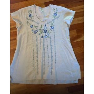 Kyla Seo linen/cotton embroidered top